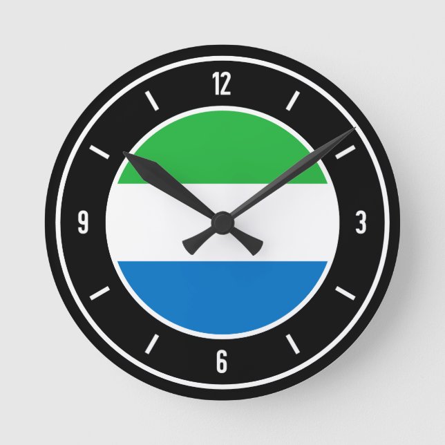 Sierra Leone Flagga Elegant Rund Klocka (Framsida)