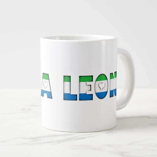 Sierra Leone Flagga Färg Typography Mönster Hearts Jumbo Mugg (Framsida höger)