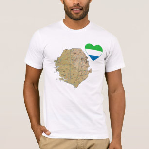 Sierra Leone Flagga Heart och Karta T- Shirt Tee