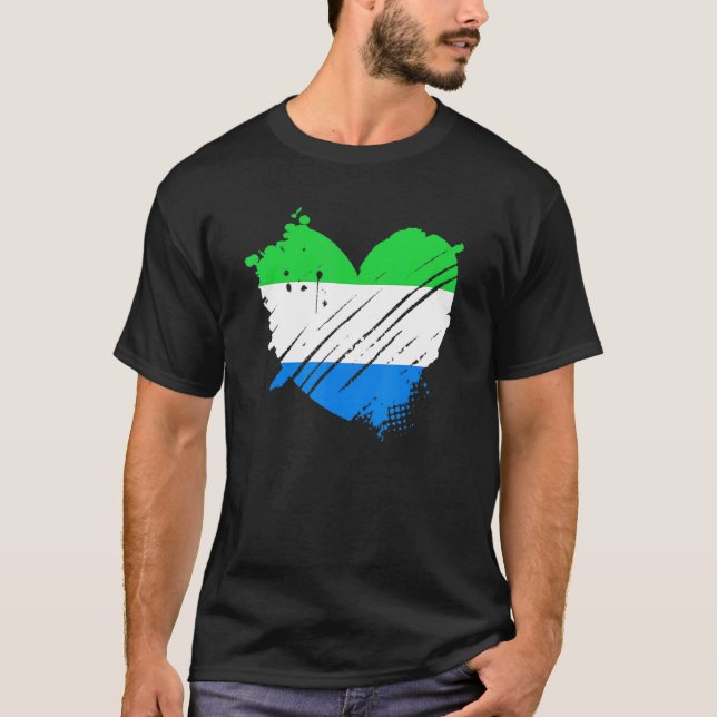 Sierra Leone Flagga I kärlek DNA Sierra Leoner T Shirt (Framsida)