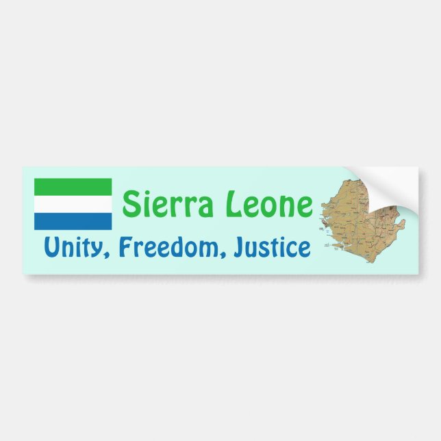 Sierra Leone Flagga + Karta Bildäckslapp Bildekal (Framsidan)