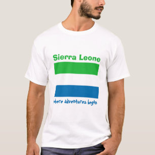 Sierra Leone Flagga + Karta + Text T-Shirt