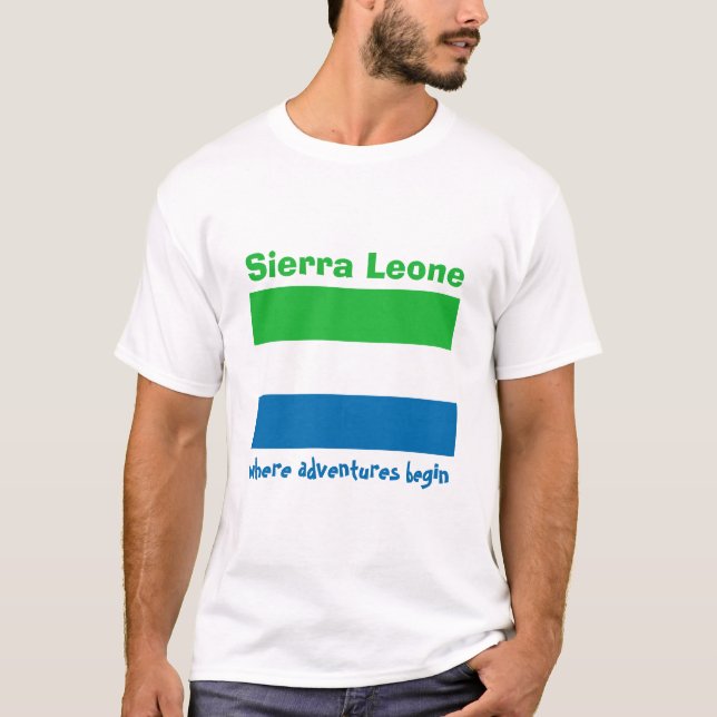 Sierra Leone Flagga + Karta + Text T-Shirt (Framsida)