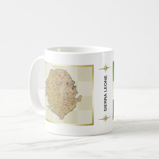 Sierra Leone Flagga + Kartmugg Kaffemugg (Framsida vänster)
