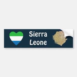 Sierra Leone flaggahjärta + Kartabildekal Bildekal