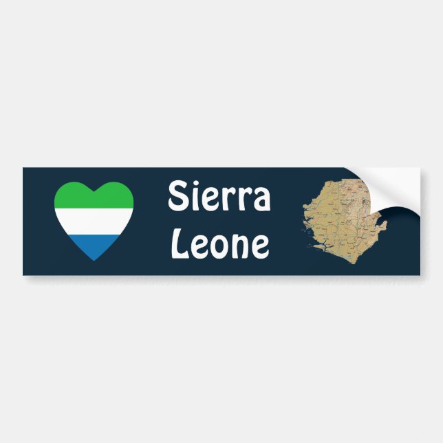 Sierra Leone flaggahjärta + Kartabildekal Bildekal (Framsidan)