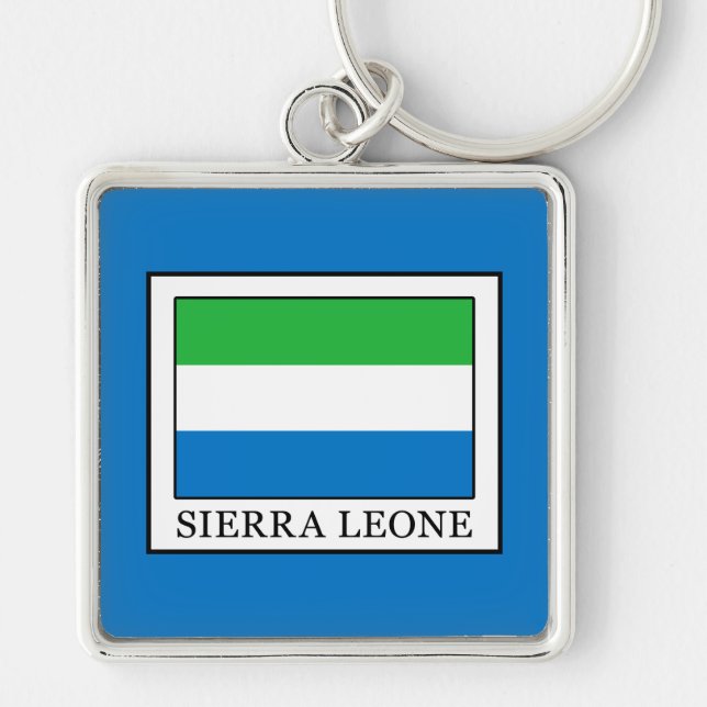 Sierra Leone Fyrkantig Silverfärgad Nyckelring (Framsidan)