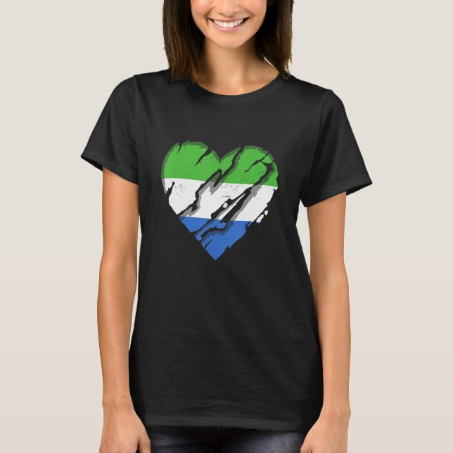 Sierra Leone Heart Sierra Leoniskt Flagga 1 T Shirt (Framsida)