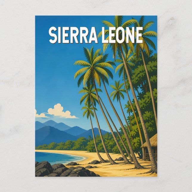 Sierra Leone Illustration Resa Konst Vintage Vykort (Framsida)
