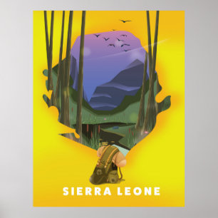 Sierra leone illustrerade karta reseaffisch poster