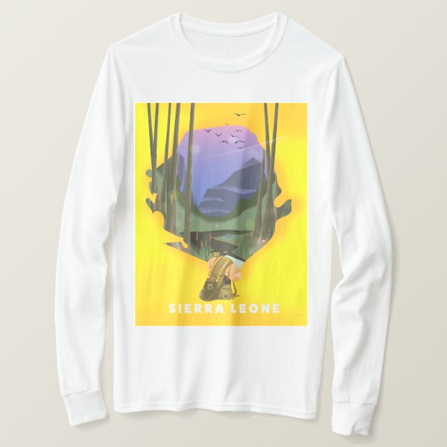 Sierra leone illustrerade karta reseaffisch t shirt (Design framsida)