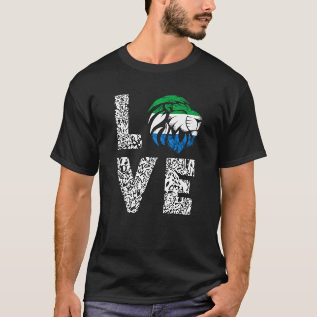 Sierra Leone Kärlek Kung Sierra Leonean Flagga T Shirt (Framsida)