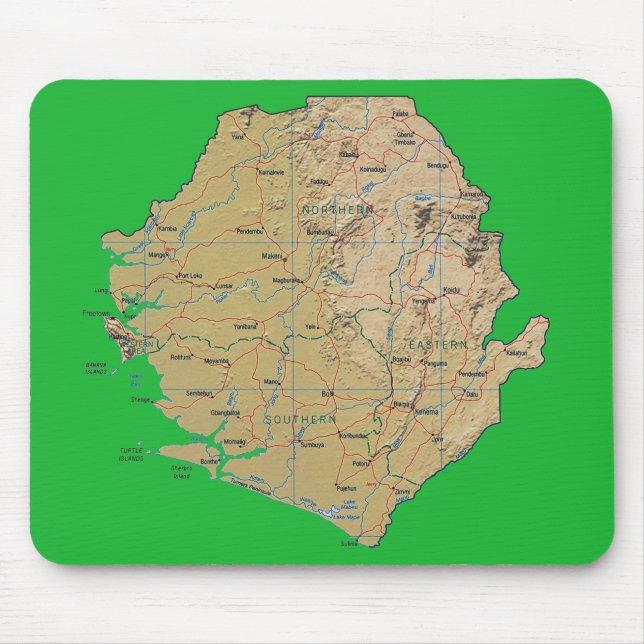 Sierra Leone karta Mousepad Musmatta (Framsidan)