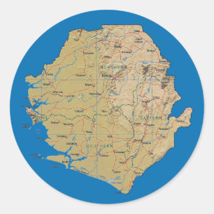 Sierra Leone Kartdekal Runt Klistermärke