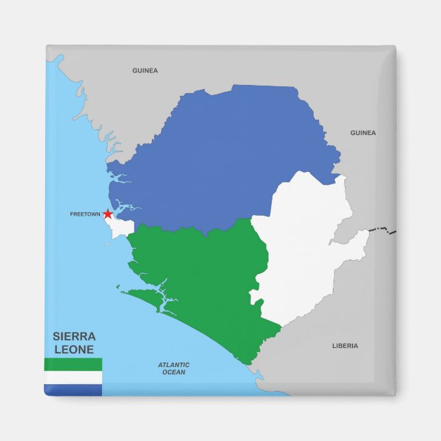 Sierra leone land karta flagga magnet (Framsidan)