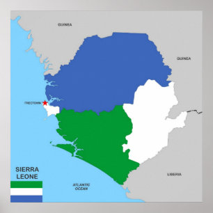 Sierra leone land karta flagga poster