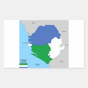 Sierra leone land karta flagga rektangulärt klistermärke