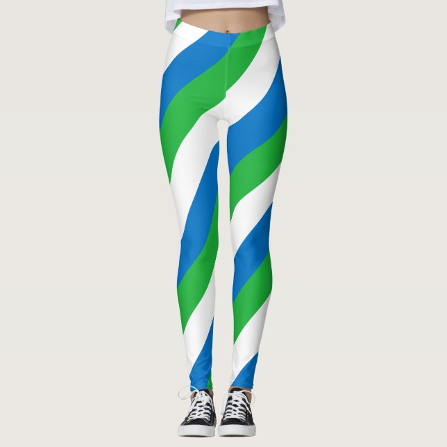 Sierra Leone National Flagga Diagonal Stripe (Färg Leggings (Framsida)