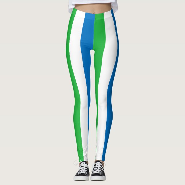 Sierra Leone National Flagga Färg Lodrät Stripe Leggings (Framsida)