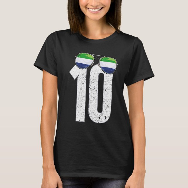 Sierra Leone Occer Player nummer 10 Sierra Leonea T Shirt (Framsida)