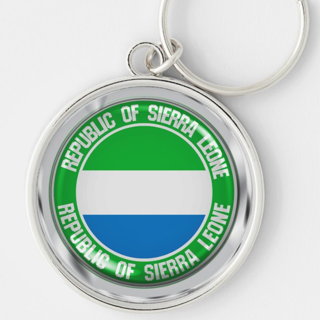 Sierra Leone Round Emblem Rund Silverfärgad Nyckelring (Framsidan)