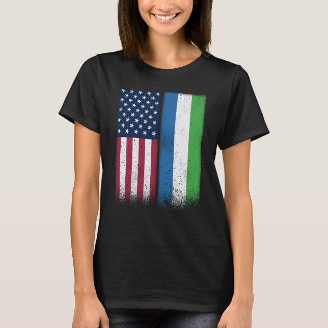 Sierra Leone Sierra Leonean American Flags Proud U T Shirt (Framsida)