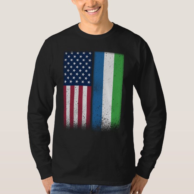 Sierra Leone Sierra Leonean American Flags Proud U T Shirt (Framsida)