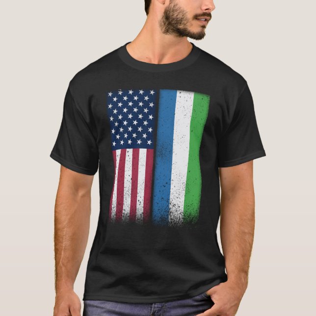Sierra Leone Sierra Leonean American Flags Proud U T Shirt (Framsida)