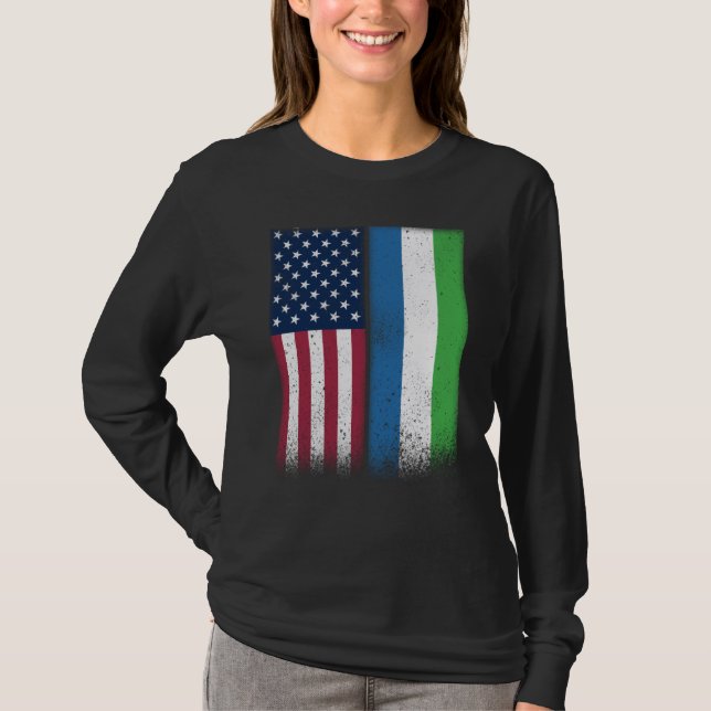 Sierra Leone Sierra Leonean American Flags Proud U T Shirt (Framsida)