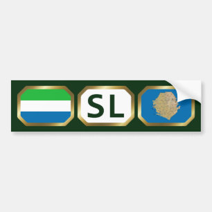 Sierra Leones flagga kartkod dekal