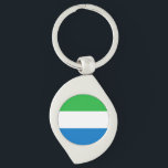 Sierra Leones flagga Swirl Silverfärgad Nyckelring<br><div class="desc">Patriotisk flagga av Sierra Leone.</div>