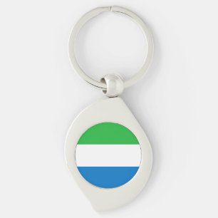 Sierra Leones flagga Swirl Silverfärgad Nyckelring