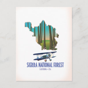Sierra National Forest California karta Vykort