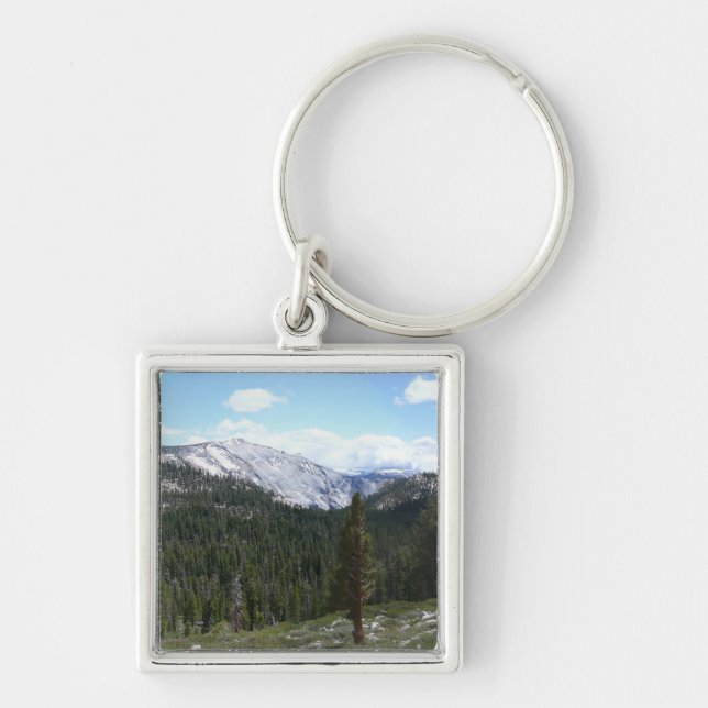 Sierra Nevada-bergen II från Yosemite Fyrkantig Silverfärgad Nyckelring (Framsidan)
