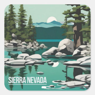 Sierra Nevada, Sjö Tahoe area Sticker Fyrkantigt Klistermärke