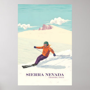Sierra Nevada Spanien Skid resort Repskylt Poster