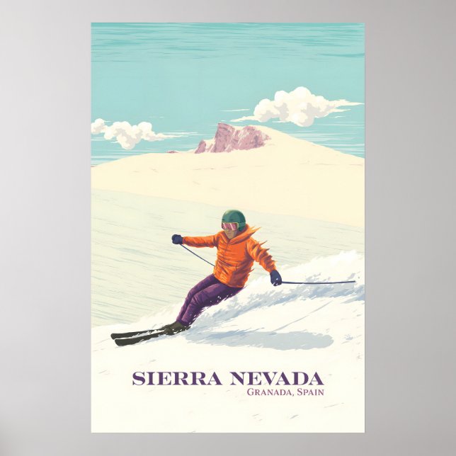 Sierra Nevada Spanien Skid resort Repskylt Poster (Framsidan)