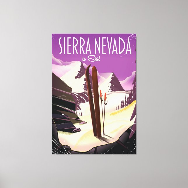 Sierra Nevada vintage ski poster Canvastryck (Framsida)