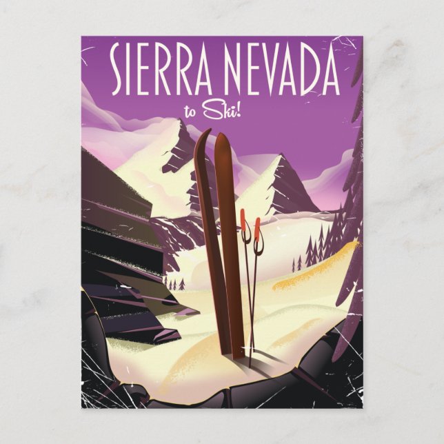 Sierra Nevada vintage skidposter Vykort (Framsida)