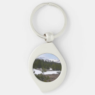 Sierra Nevadabergen och Snö vid Yosemite Swirl Silverfärgad Nyckelring