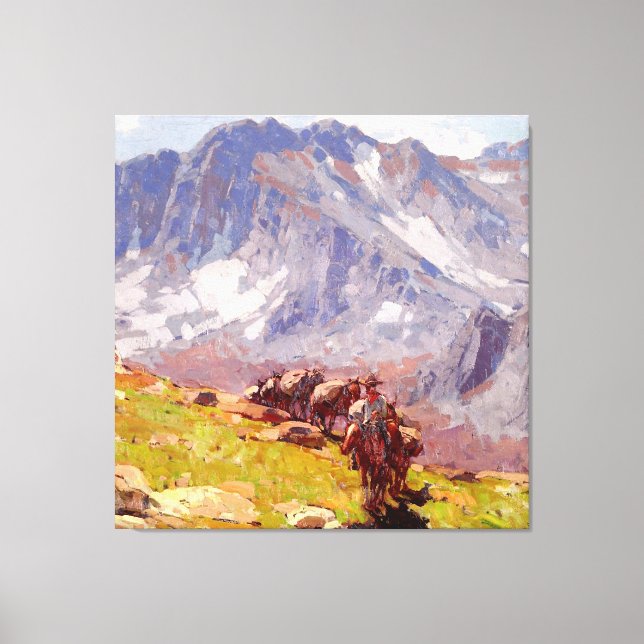 "Sierra Packer" Western Art av Edgar Payne Canvastryck (Framsida)