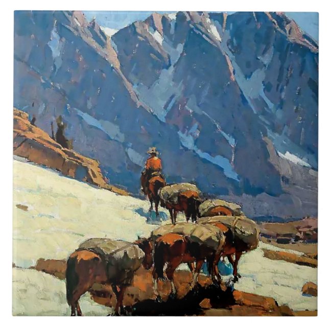 “Sierra Pass” västerländsk konst av Edgar Payne Kakelplatta (Framsidan)