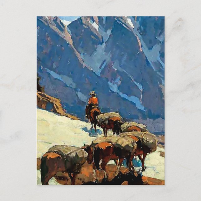 “Sierra Pass” västerländsk konst av Edgar Payne Vykort (Framsida)