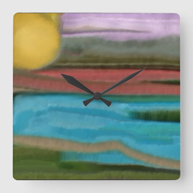 Sierra Sunrise Abstrakt Art Fyrkantig Klocka (Framsida)