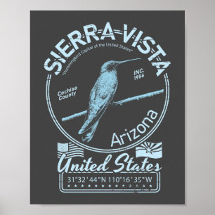 SIERRA VISTA ARIZONA - HUMINGBIRD ILLUSTRATION POSTER