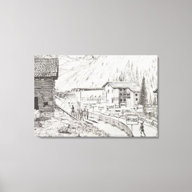 Sierre till Zinal Mountain Tävling Avslutat 2009 Canvastryck (Framsida)