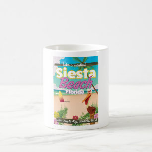 Siesta beach florida vintage resemålning poster kaffemugg