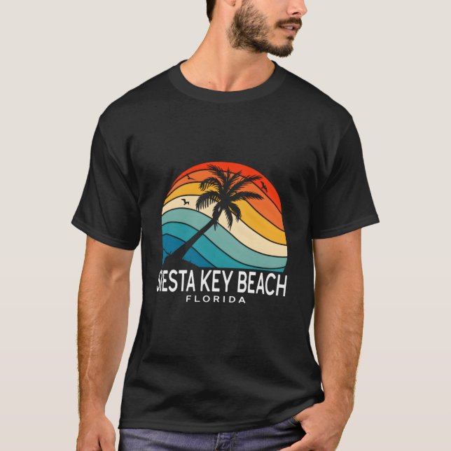 Siesta Key Beach Florida Tropical Beach Palm Tree T Shirt (Framsida)