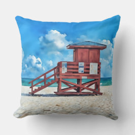 Siesta Key Beach Red LifeGuard Tower Pillow Kudde