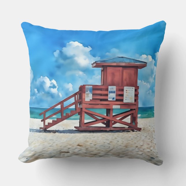 Siesta Key Beach Röda Livräddningstornets Kudde (Framsida)